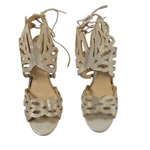 Jessica Simpson Metallic Gold Winged-Backed Sandals - Gently worn- Size 8